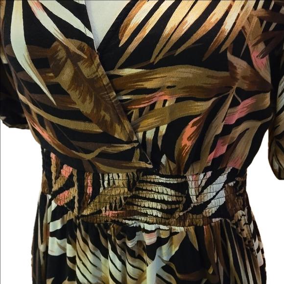 Old Navy Tropical Palm Tree Themed Maxi Dress Stretch Waist Women size S - Picture 3 of 12